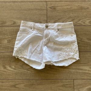 Lauren Conrad White Denim Lace Shorts